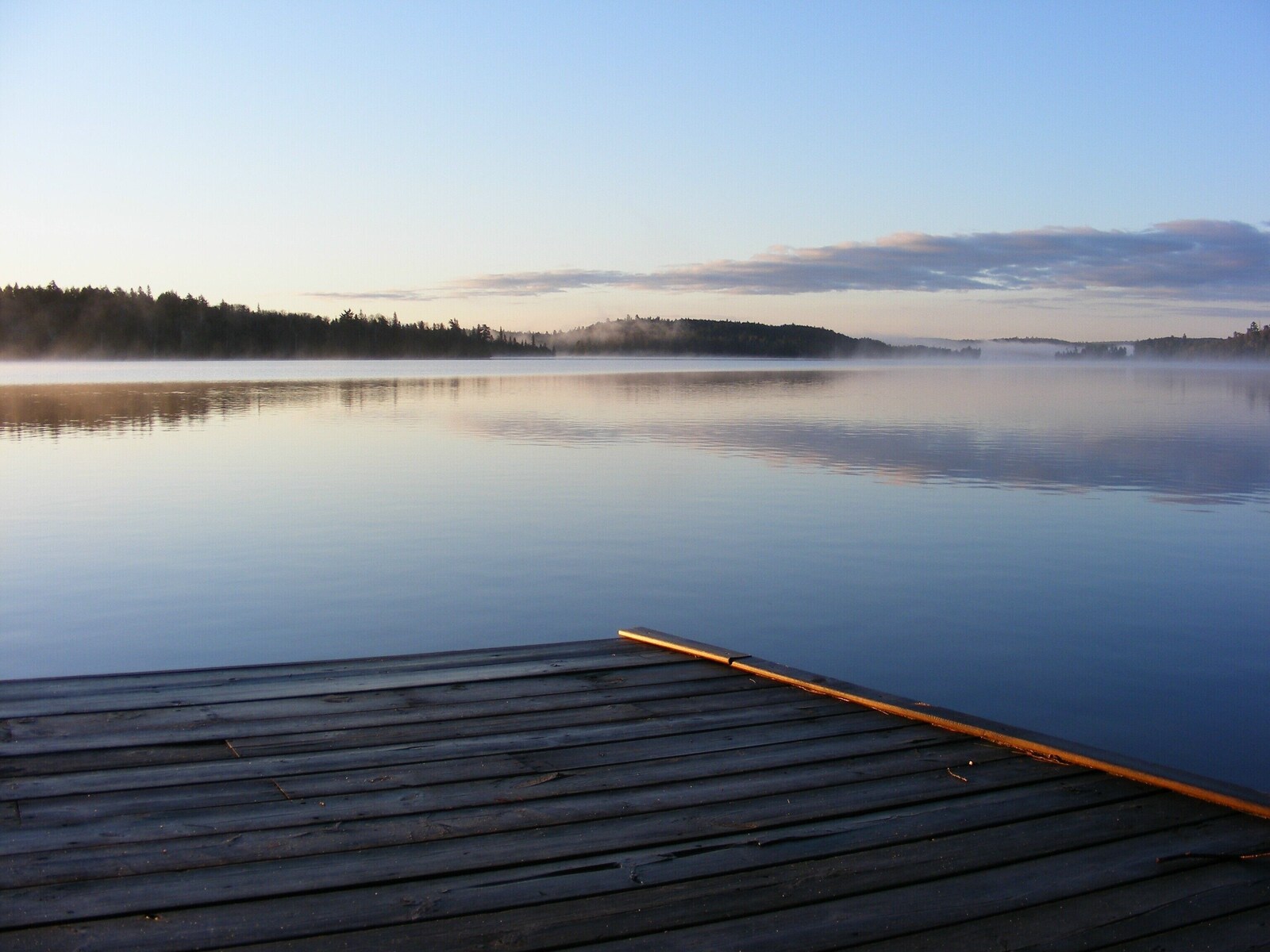 Calm misty morning view from the end of the Baypoint dock.