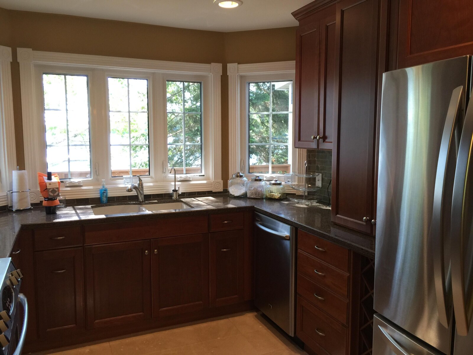 Kitchen with view toward the lake.